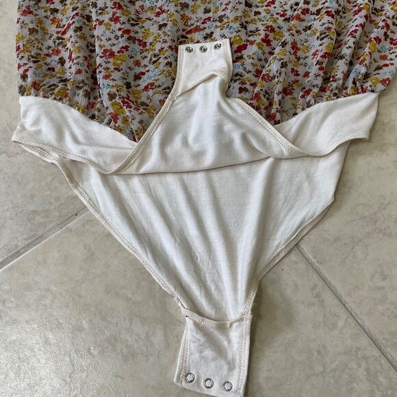 Intimately Free ,  FP Size XS Floral Bodysuit blouse top neutral colors. - Picture 14 of 15